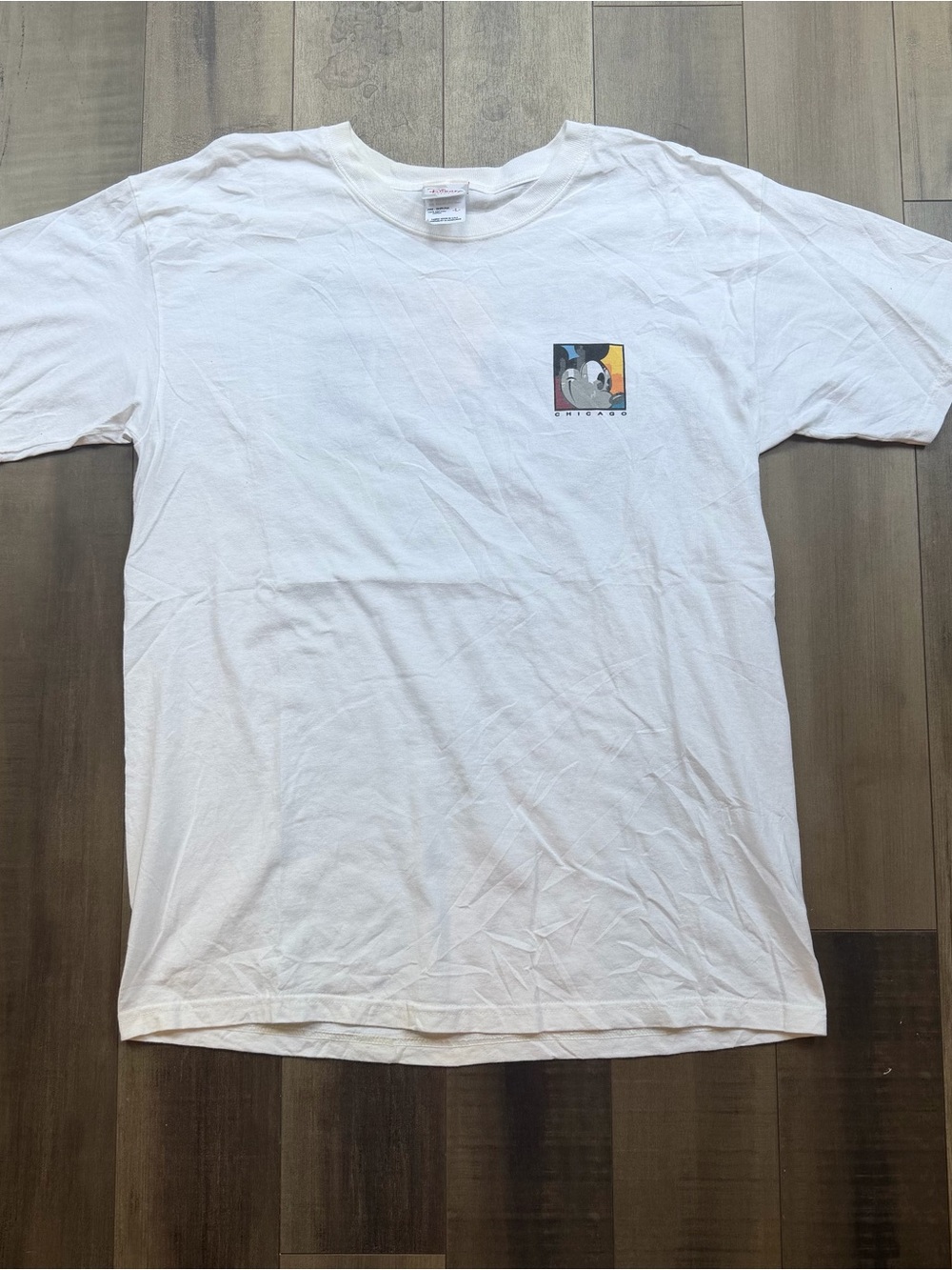 Vintage Disney Store Mickey Mouse Chicago T Shirt Adult Large White Double Sided